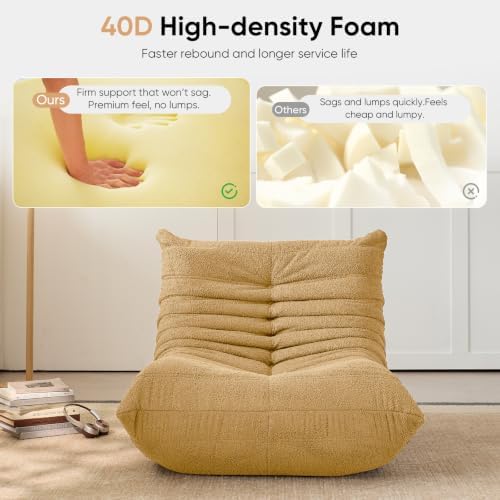 Adults Bean Bag Chairs Togo Couch Comfy Lazy Floor Sofa, Yellow, 1 Seater - Image 6
