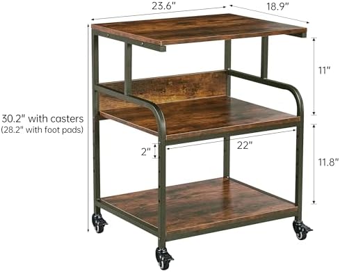 Fannova Large Printer Stand Table with Height Adjustable Storage Shelf - Image 2