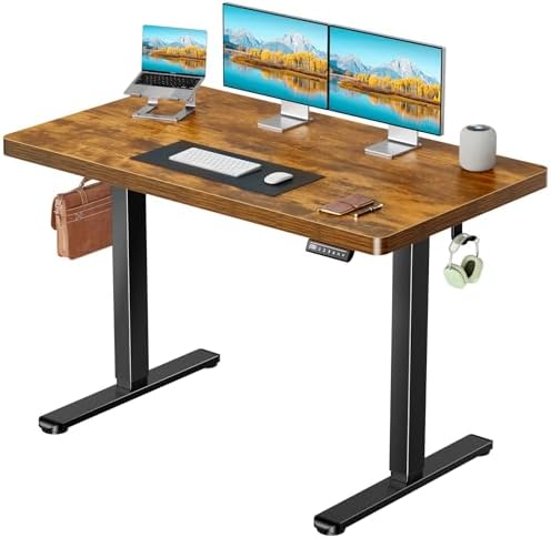 Marsail 48 x 30 Electric Standing Desk with One-Piece Desktop, Sit Stand Desk with Thickened Tabletop, Height Adjustable Stand Up Desk with Cable Management for Home Office(Frame+Desktop, 2 Packages) by Marsail