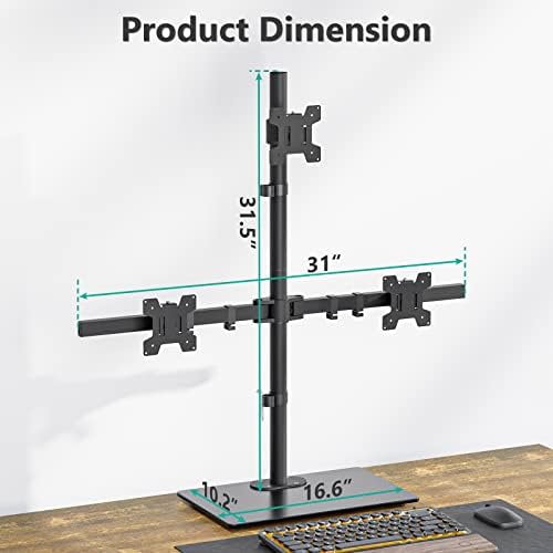 WALI Triple Monitor Stand, Height Adjustable Free-Standing Monitor Desk Mount, fits 3 Computer Screens up to 27 Inch, Holds up to 22lbs per Arm (GMF003) - Image 4