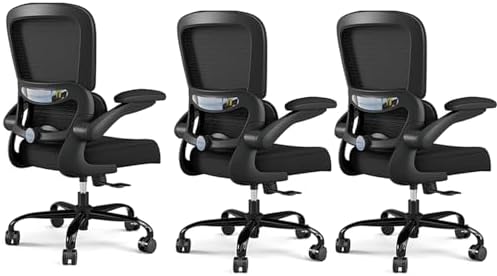 TRALT Office Chair - Ergonomic Desk Chair with Adjustable Lumbar Support, Mesh Computer Chair, Executive Chairs for Home Office Comfortable Lumbar Support Black Pack of 3 by TRALT