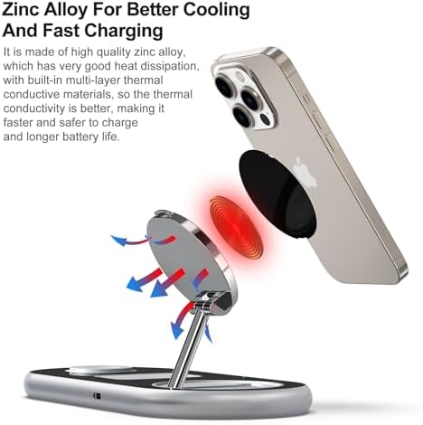 3 in 1 Charging Station for Apple Devices, Faster Mag-Safe Charger Stand, Magnetic Wireless Charger Station for iPhone 17 16 15 14 13 12 Pro Max Plus, Apple Watch iwacth & AirPods, Adjustable Angle - Image 2