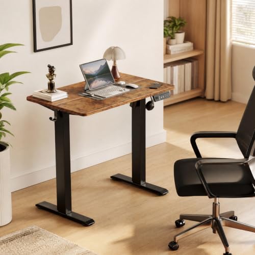 Claiks Electric Small Standing Desk, 32x19 Inch, Rustic Brown - Image 2