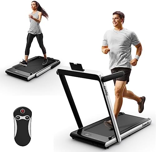Goplus 2 in 1 Under Desk Treadmill, 2.25HP Superfit Folding Treadmill with Touch Panel Control, App Control, Remote Control, Bluetooth Speaker, Foldable Walking Treadmills for Home Office by Goplus