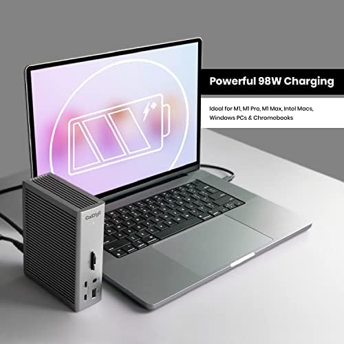CalDigit TS4 18 Port Thunderbolt 4 Dock, 98W Charging, 3X TBT4 (40Gb/s), 3X USB-C + 5X USB-A (10Gb/s), 2.5GbE LAN, 8K@30Hz or 2X 6K@60Hz Displays, Mac/Windows/Chrome, Space Gray, 0.8m Certified Cable - Image 4