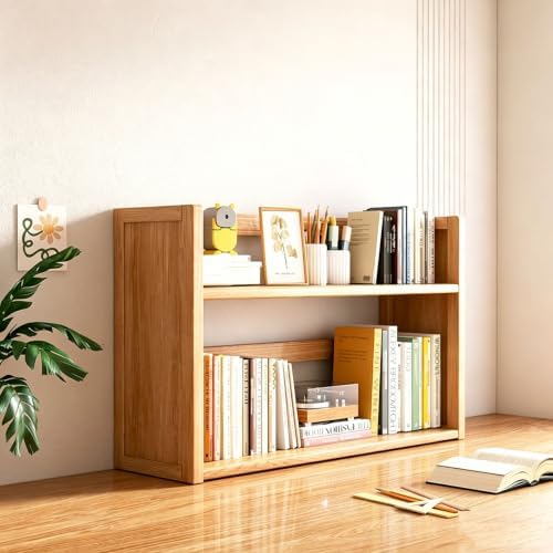 3 Tier Solid Wood Bookshelf for Desktop with Storage Shelves by Unknown