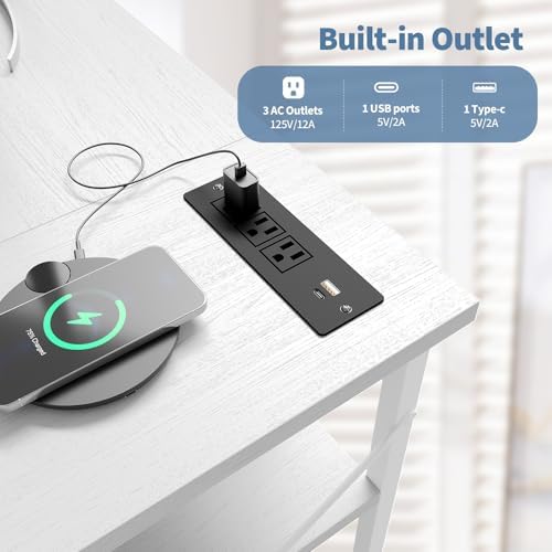 DUMOS Corner Gaming Desk with Power Strip, Storage Shelves - Image 4