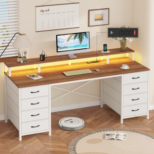 60" Computer Desk with 8 Drawers & Monitor Stand for Home Office, Bedroom by YomiluveDesign