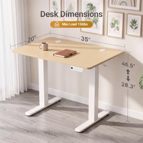Claiks Electric Small Standing Desk, 35x20 Inch, Nature - Image 3