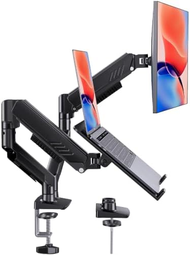 HUANUO Dual Monitor Arm with Laptop Tray, 13-32" Monitor, 17" Laptops by HUANUO