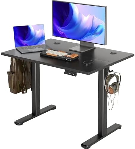 Seang Electric Standing Desk Adjustable Height, 40 x 24 Inch Stand up Desks, 3 Memory Presets & Cable Management Sit Stand Desk for Home Office Computer Workstation, Black Frame/Black Top by Seang