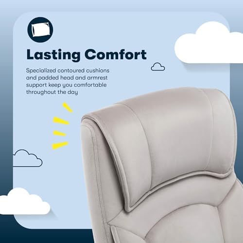 Serta Executive Office Chair with Lumbar Support, Soft Velvet Fabric Chair - Image 4