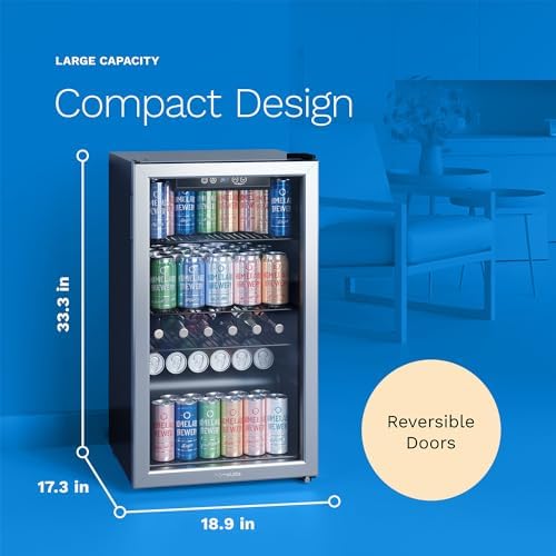 hOmeLabs Beverage Refrigerator and Cooler, 120 Cans Capacity, 3.2 Cu Ft - Image 2