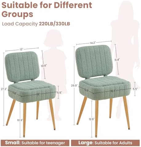 Vanity Chair with Storage Stool with Folding Back Makeup Chair - Image 3