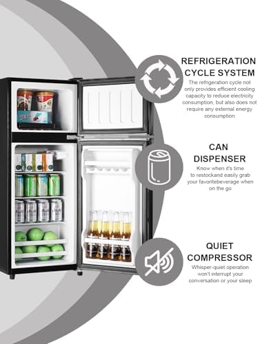 Refrigerator with Freezer 3.8 Cu.Ft Top-Freezer Compact Refrigerator Black - Image 3