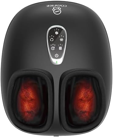 COMFIER 4-in-1 FSA Eligible HSA Shiatsu Foot Massager with Heat, Compression & Vibration, Smoth Warmth for 3 Levels, Toe Touch Control, Large Size Fits Up to 14, Gifts for Mom Dad, Home Office by COMFIER