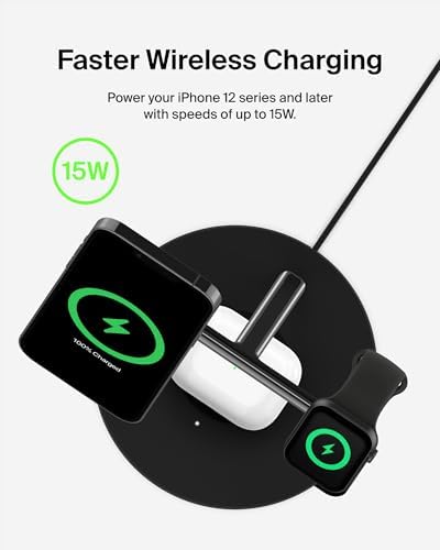 Belkin MagSafe 3 in 1 Wireless Charging Stand, 2nd Gen, 33% Faster - Image 3