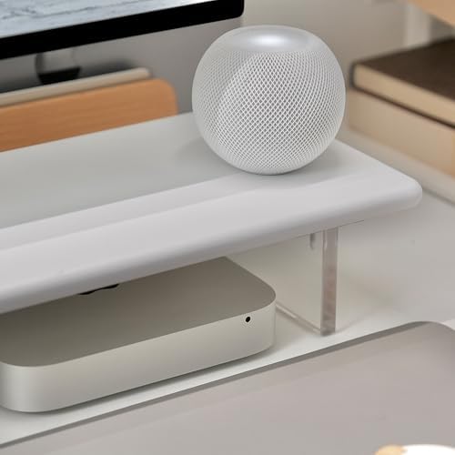 Bamboo Monitor Stand Riser, Natural Desk Shelf with Acrylic Legs - Image 5
