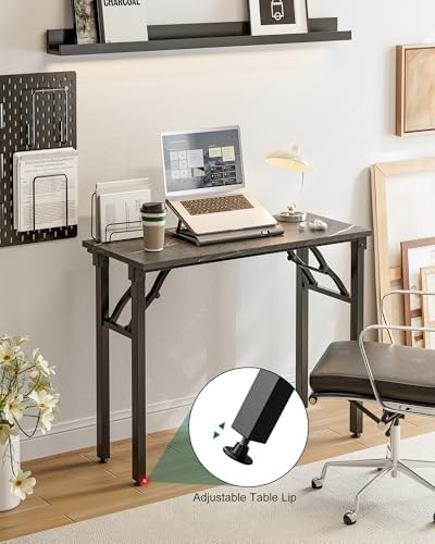 Frylr Small Folding Computer Desk – Portable 35.8 Inch Foldable Laptop Table, Collapsible and Compact for Easy Storage and Fast Setup, Lightweight for Small Spaces, Craft and Study Use, Marble Greige - Image 6