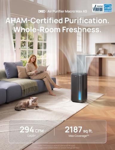 DREO Smart Air Purifier for Home, Washable Pre-Filter, Large Rooms Air Cleaner with Wi-Fi/Voice/Alexa,Smoke,Dust,Pollen,Odor,PM2.5 Monitor, 4 Speeds & Auto/Turbo/HEPA Sleep Mode, DR-HAP003AS Black - Image 2