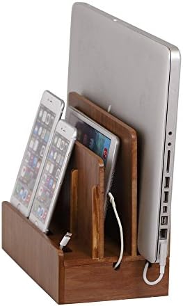 G.U.S. The Original Multi Charging Station | Home Office Desktop Charging Station for Multiple Devices | for Laptops, Tablets, Smart Phone | Phone Holder, Station Dock & Organizer - Walnut - Image 2