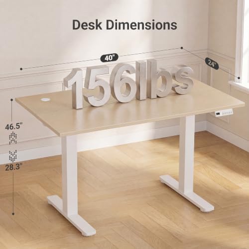 Claiks Electric Height Adjustable Standing Desk, 40x24 Inch, Nature - Image 3