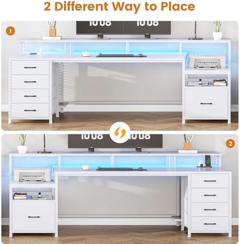 SEDETA 75'' Large Home Office Desk with 5 Drawer, Power Outlet, File Drawer - Image 4