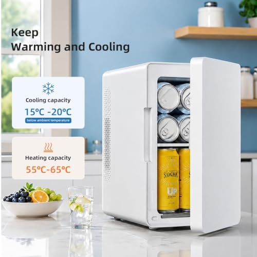 Antarctic Star Mini Fridge 6L/8 Can Portable Cooler,Personal Compact Refrigerator for Skin Care, Food,Drinks or Cosmetics, AC/DC for Bedroom, Car, Office,White - Image 3