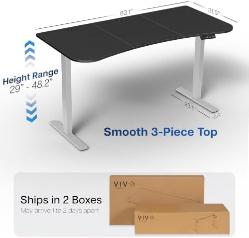VIVO Black 63 x 32 in Standing Desk, DESK-KIT-1G1B - Image 3