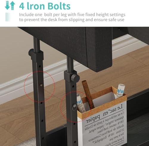 Rolling Standing Desk Adjustable Height with Drawers, 40 Inch Mobile Stand Up Portable Teacher Desks on Wheels for Classroom, Couch Sofa Side Laptop Table with Storage for Bedroom Home Office, Black - Image 6