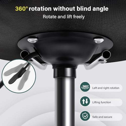 BFTOU White Square Swivel Stool with Wheel for Work SPA Shop Massage Height-Adjustable and Cost-Effective Rolling Stool Chair with Back - Image 4