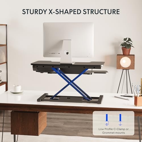 FLEXISPOT 32" Motorized Standing Desk Converter, Electric Stand up Desk Riser, Sit to Stand Dual Monitor and Laptop Workstation with Wide Keyboard Tray, Black - Image 5
