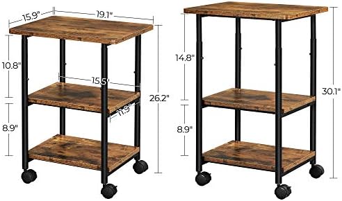 VASAGLE 3-Tier Printer Stand with Locking Wheels, Under Desk Printer Table - Image 6