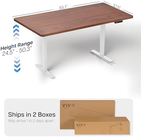 VIVO Dark Walnut 55 x 28 in Standing Desk, DESK-KIT-2W55D - Image 3