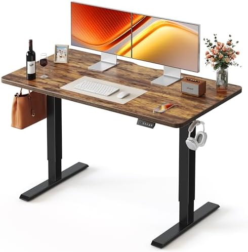 FEZIBO Standing Desk 48 × 24 Inch Electric Height Adjustable, Rustic Brown by FEZIBO
