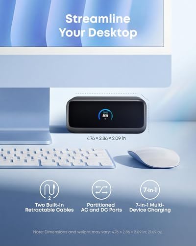 Anker Nano Charging Station, 100W 7-in-1 Power Strip, Retractable Charger - Image 3