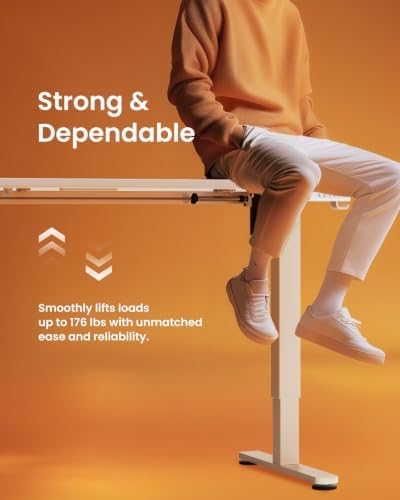 ErGear Height Adjustable Electric Standing Desk, 44 x 24 Inches Sit Stand up Desk, Memory Computer Home Office Desk, White - Image 6