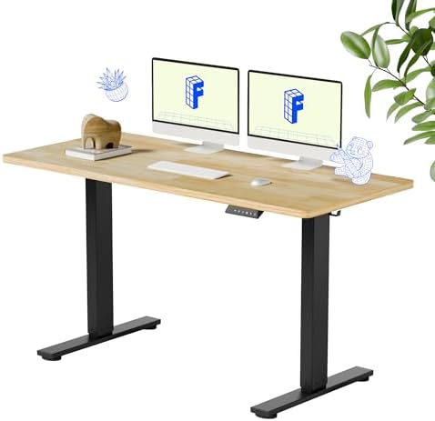 FLEXISPOT 55" x 24" Solid Wood Standing Desk, Black Frame by Unknown