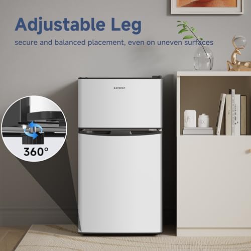 BANGSON 3.2 CU.FT Mini Fridge with Freezer for Bedroom Office Silver - Image 6
