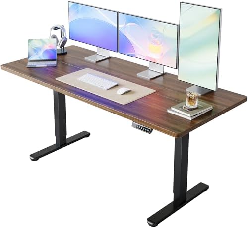 HUANUO 63x28 Inch Electric Standing Desk, Height Adjustable, Black Walnut by HUANUO