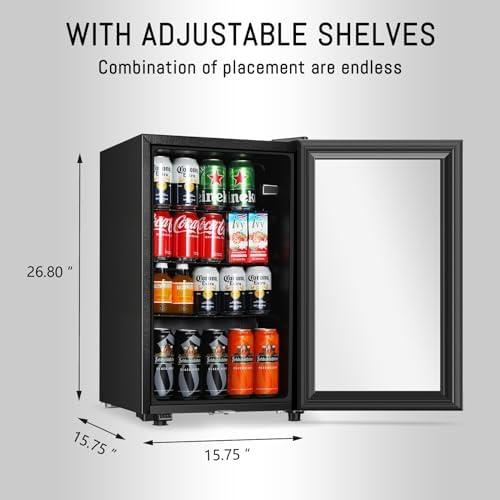 HAILANG Beverage Refrigerator, 2.3 Cu.Ft, Mini Fridge with Glass Door for Soda Beer, Freestanding Beverage Cooler for Office, Bar, Adjustable Shelving&Adjustable Foot - Image 5