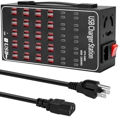 60 Port 300W(60A) USB Charging Station, Multi USB C Charger Station Block with Intelligent Protection, Desktop Charging Station for Multiple Devices, Suitable for Schools, Hotels, Shops and Malls by QIUJIN-DENTPULLERKITS