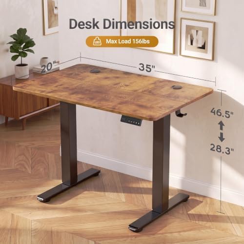 Claiks Electric Standing Desk 35x20 Inch Adjustable Desk, Rustic Brown - Image 3