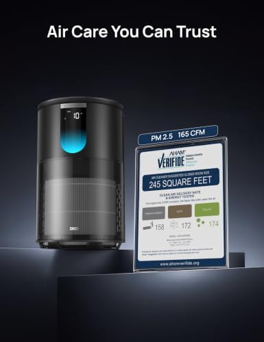 DREO Air Purifier for Home, Up to 1176 ft², HEPA Sleep Mode, Air Purifiers for Large Room & Bedroom, Pets, Smoke, Dust, Pollen & Odors, PM2.5 Monitor, Auto & Turbo Mode, 4 Speeds, DR-HAP009 (Dreo 539) - Image 2