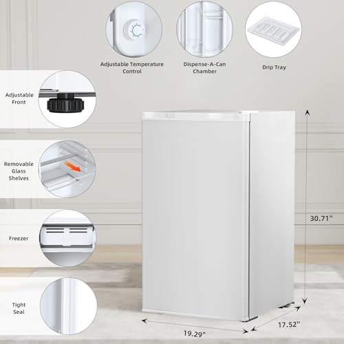 Antarctic Star 3.2 Cu.Ft.Compact Refrigerator with Freezer, Mini Fridge Single Door with Adjustable Thermostat,Removable Glass Shelves for Apartment,Dorm,Office,Kitchen，WHITE - Image 4