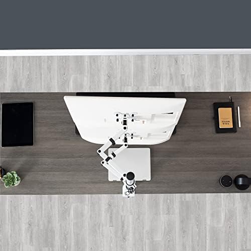 VIVO Extra Tall Vertically Stacked Dual Monitor Desk Mount Stand with 39 inch Stand-up Pole, Fully Adjustable Extended Arms, Fits 2 Screens up to 27 inches, White, STAND-V012TW - Image 5