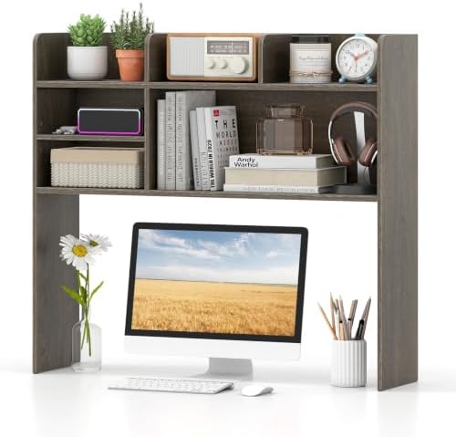 37" Desk Hutch Organizer, Desktop Bookshelf for Monitor Up to 32" by SPORFIT