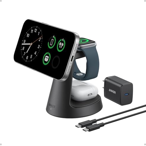 Anker MagSafe Charger Compatible, MagGo 3-in-1 Qi2 15W Charging Station by Anker