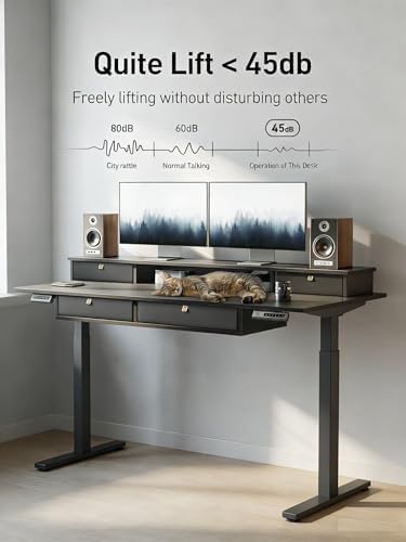 CubiCubi 48" x 24" Standing Electric Desk with Drawers, Black - Image 6