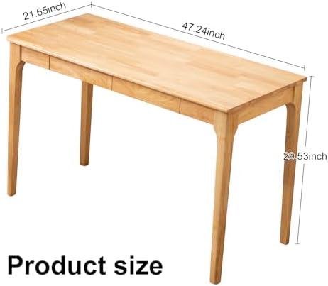 Solid Wood Desk, Gaming Study Home Office Desks for Work, Student PC Desk for Bedroom, Small Computer Desk for Small Spaces, Easy to Assemble (Wood Color, 47inch) - Image 2